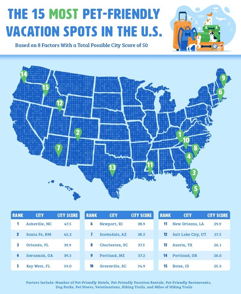 Least and Most Pet Friendly Vacation States - Yall.com